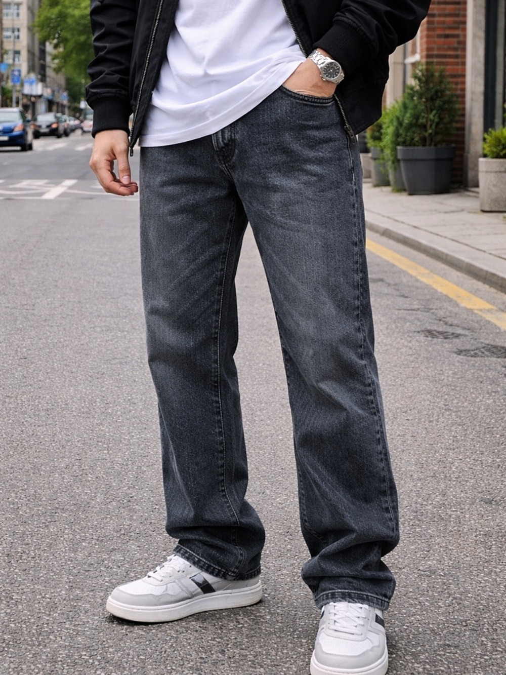 Ecko Unlimited Jeans Mens 40x30 Washed Black Denim Straight Fit Y2K